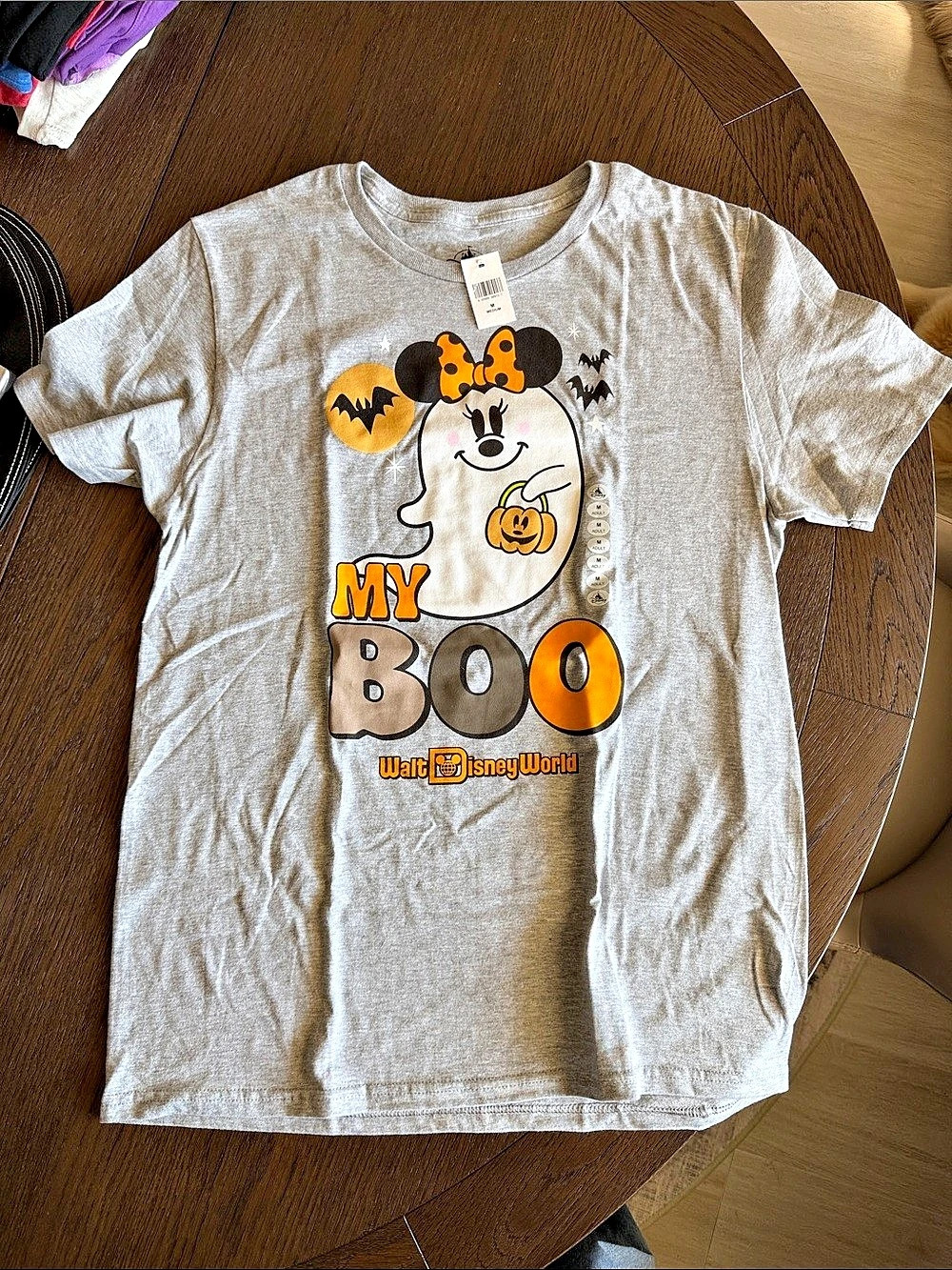 Disney Minnie Mouse Ghost My Boo Halloween T-Shirt Gray Medium